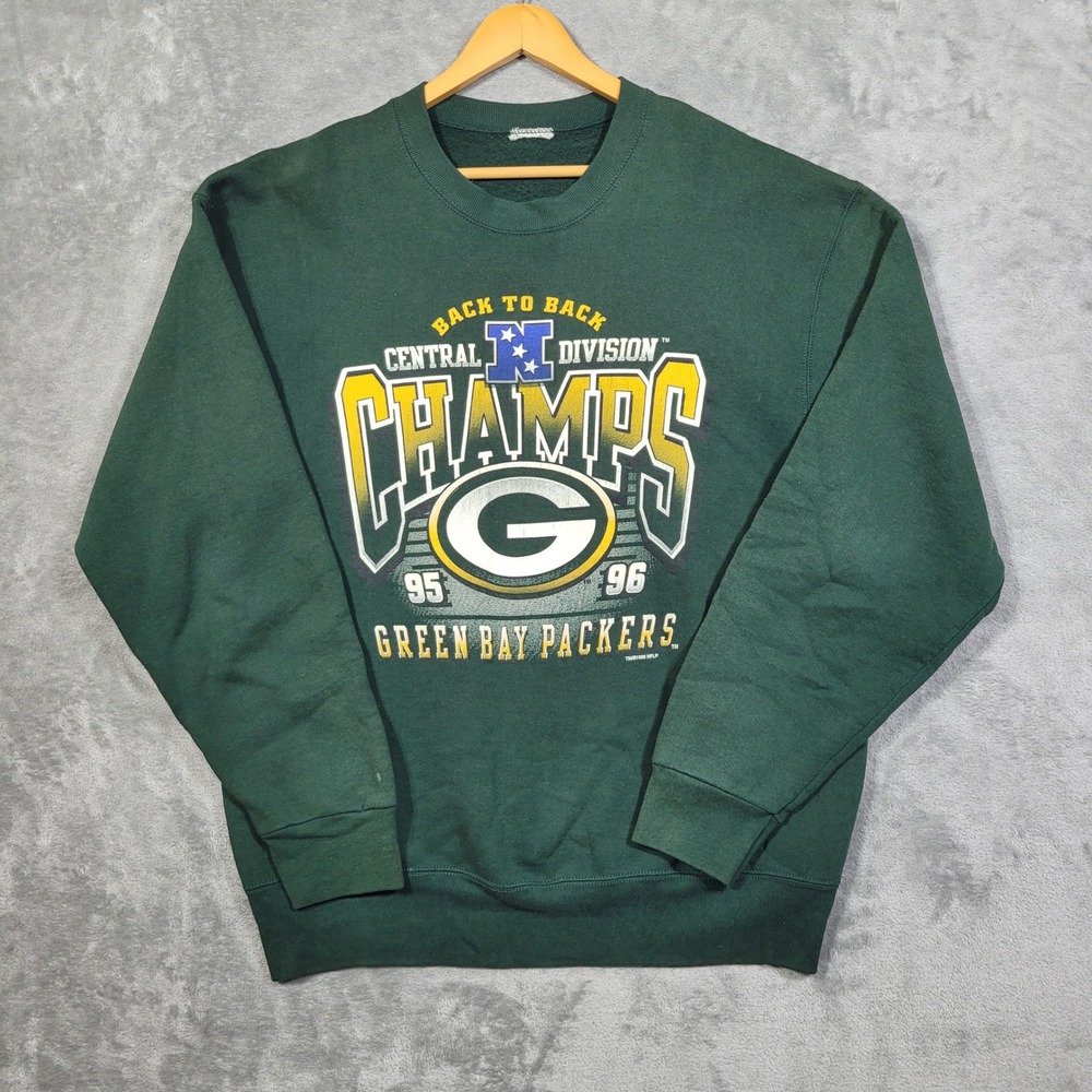 Vintage Green Bay Packers Sweatshirt Mens XL Green Champions 1995 1996 90's